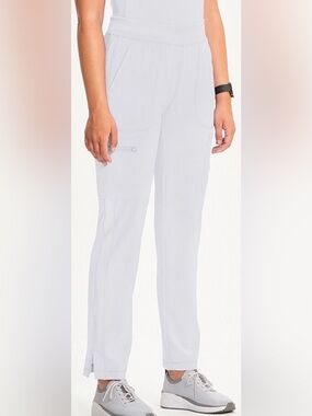 Cherokee Infinity White Scrub Pants(ONLY) NWT Women’s Small 6 Pocket Knit Waist